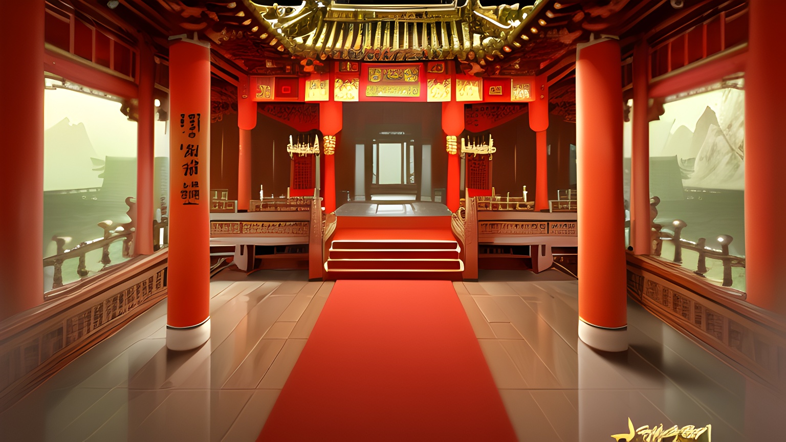 an和ae素材古风建筑室内柱子-沙雕动画素材