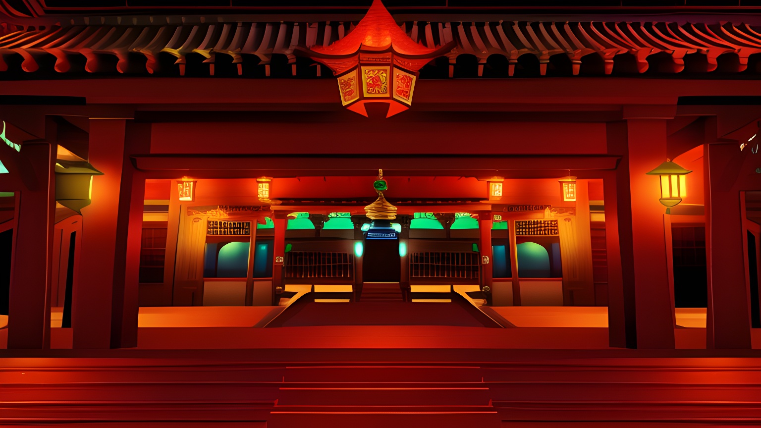 an和ae素材古风豪华红色室内高清-沙雕动画素材