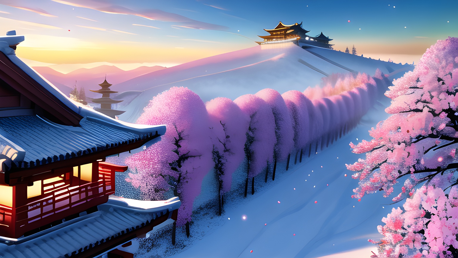 an和ae素材古代建筑雪山图png格式-沙雕动画素材