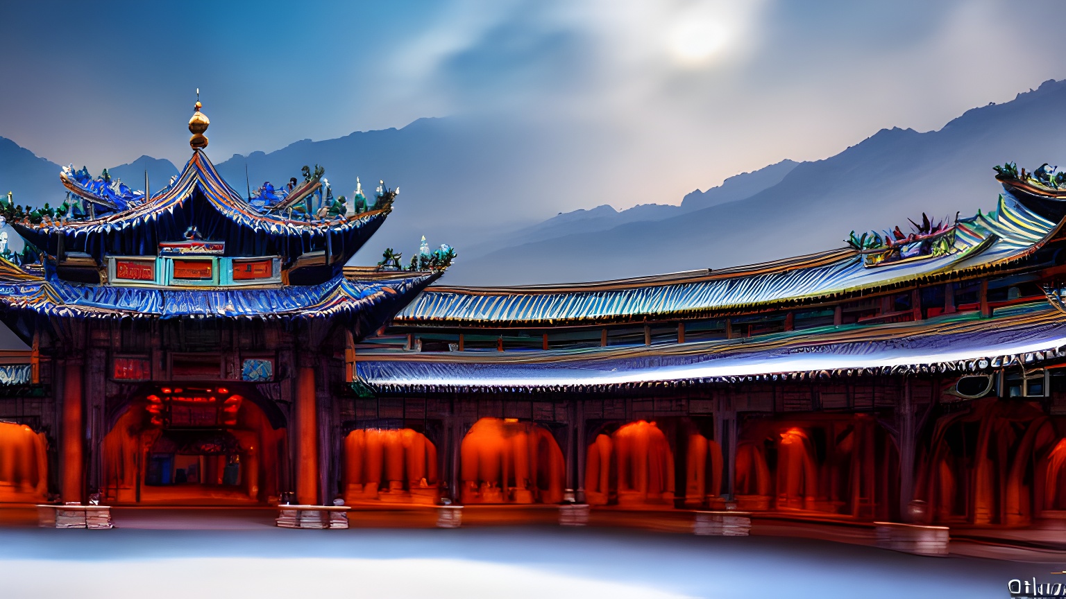 AN素材场景背景ae古代修仙高质量宫殿室外图-沙雕动画素材