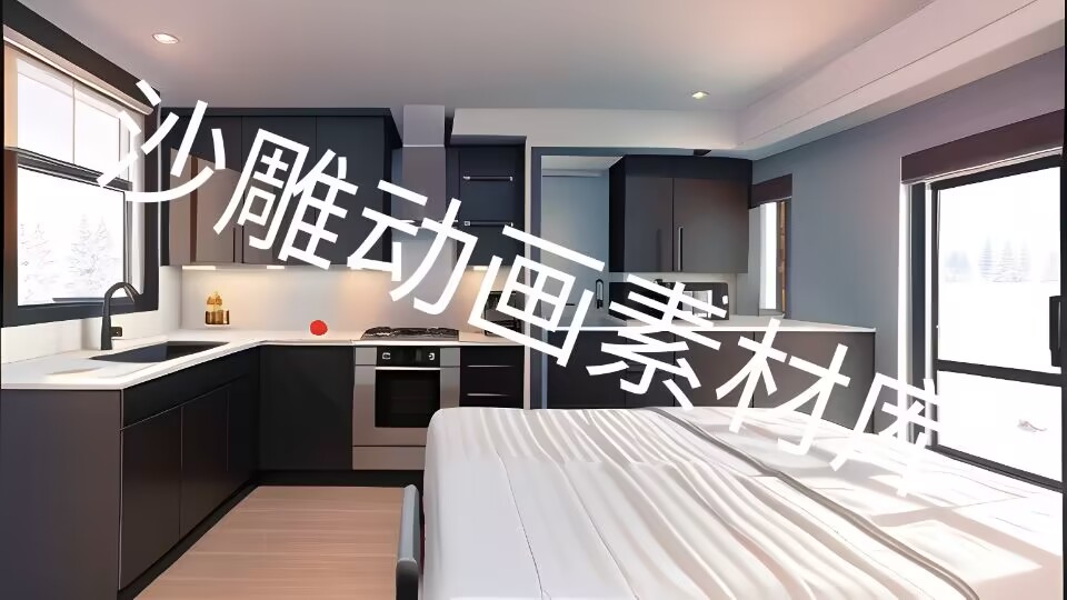 an和ae素材场景背景现代都市开放式厨房-沙雕动画素材