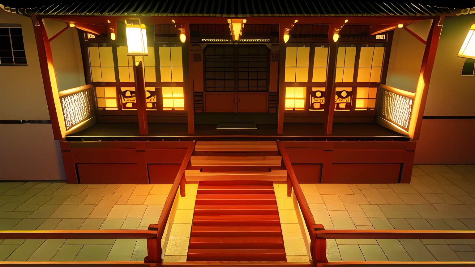 an和ae素材古风建筑大厅走廊-沙雕动画素材